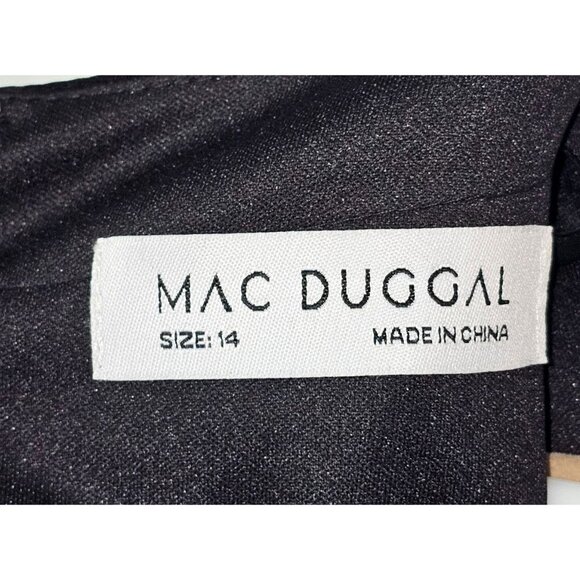 NWT Mac Duggal Women's Black Taffeta Ballgown 3D Rhinestone Flower Size 14 2809 - Picture 8 of 16